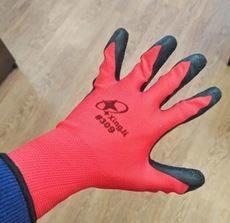 Перчатки красные с черным противоскользящим двойным обливом, 1/12/600