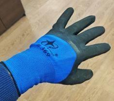 Перчатки синие с черным двойным обливом, 1/12/600