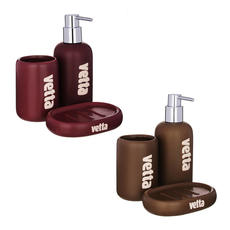 Набор для ванной VETTA (дозатор, мыльница, стакан) керамика, 2 цвета(463-097)
