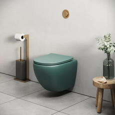 Унитаз подвесной безободковый GR-4455OLMS зеленый матовый с тонкой крышкой