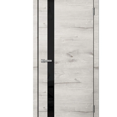 Дверь FUSION FN01 ПВХ дуб арктик 70 черное стекло