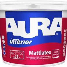 Акриловая краска для кухонь и ванных комнат, матовая, ДЛЯ КОЛЕРОВКИ, моющаяся, АУРА MATTLATEX, 2,7л/3,4кг