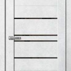 Дверь BARN B2 бетон светлый 80 черное стекло