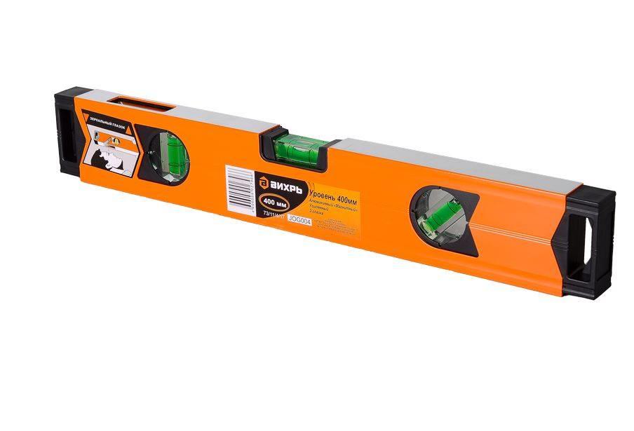 Уровень с магнитной лентой, 3 глазка (1 зеркальный), Вихрь, 40см