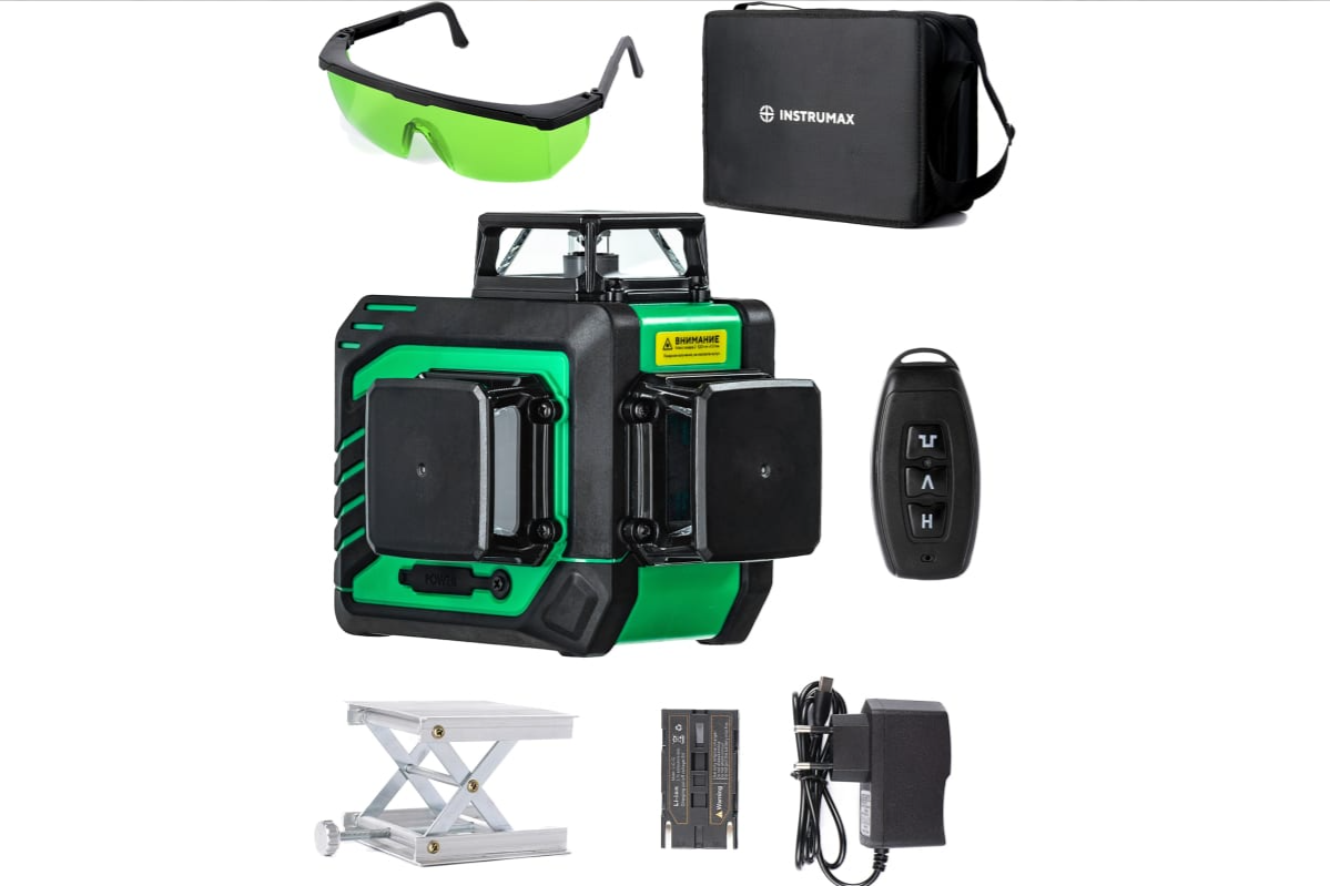 Лазерный уровень INSTRUMAX GREENLINER 3-360, проекция 3 лин 360 град. НАБОР