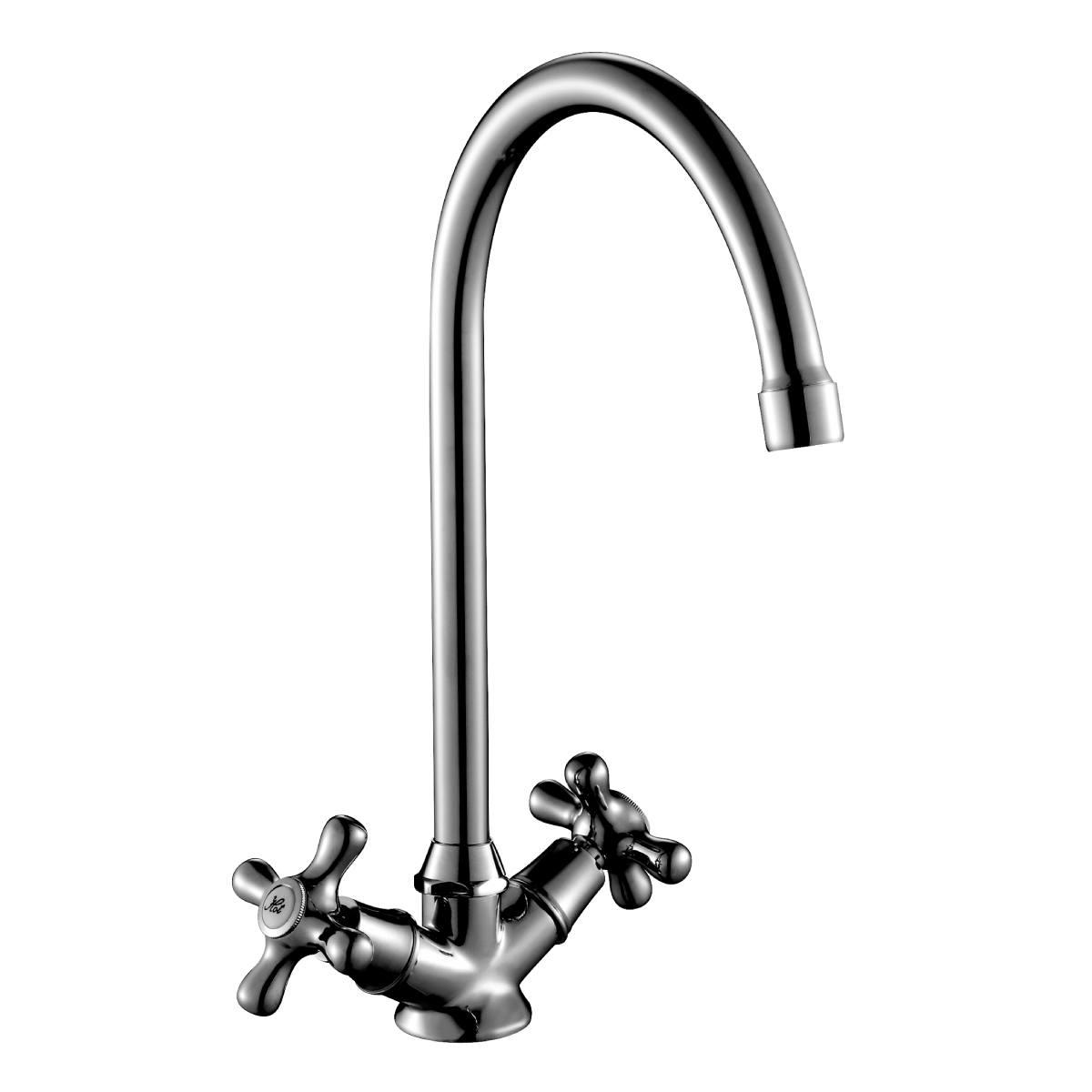 Смеситель д/кухни буксовый H02-72 поворотный излив 260 мм, хром 