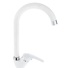 Смеситель д/кухни рычажный ВЕСТА латунь хром белый