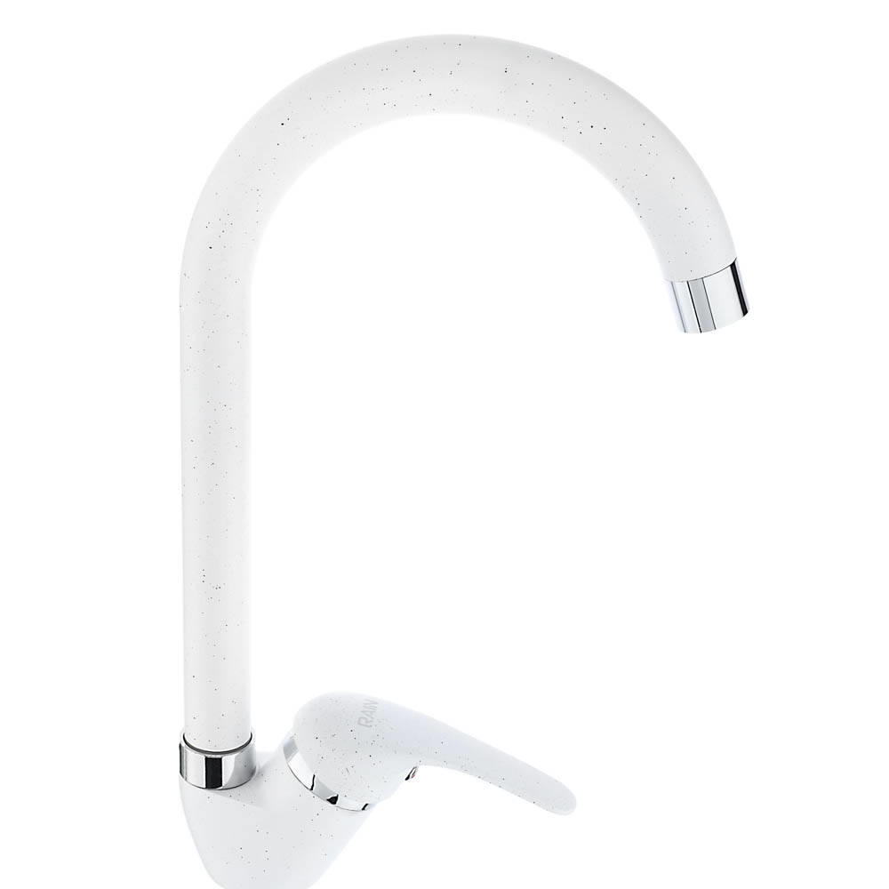 Смеситель д/кухни рычажный ВЕСТА латунь хром белый