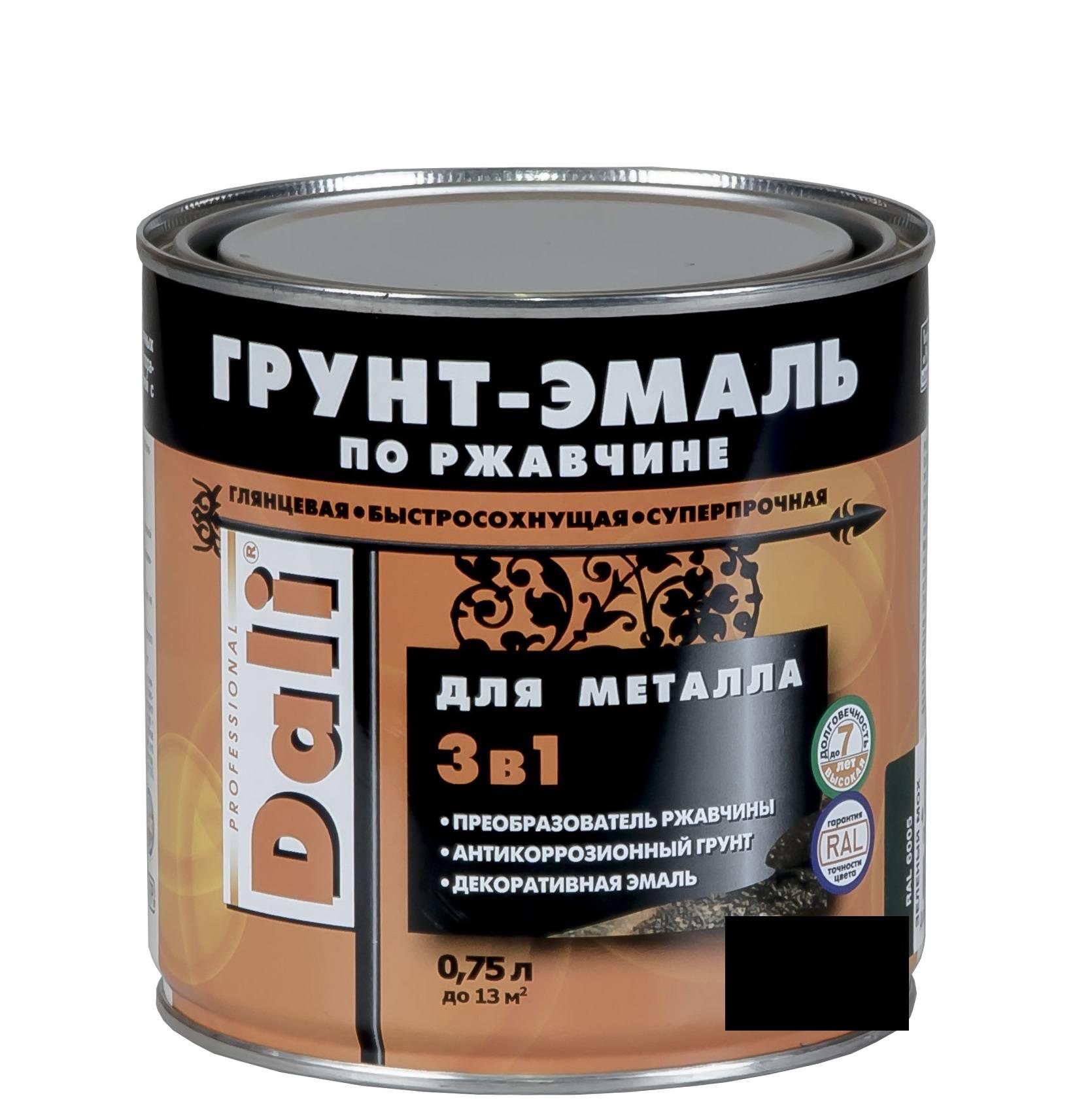Грунт-эмаль черный  0,75л по ржавчине 3в1 DALI 