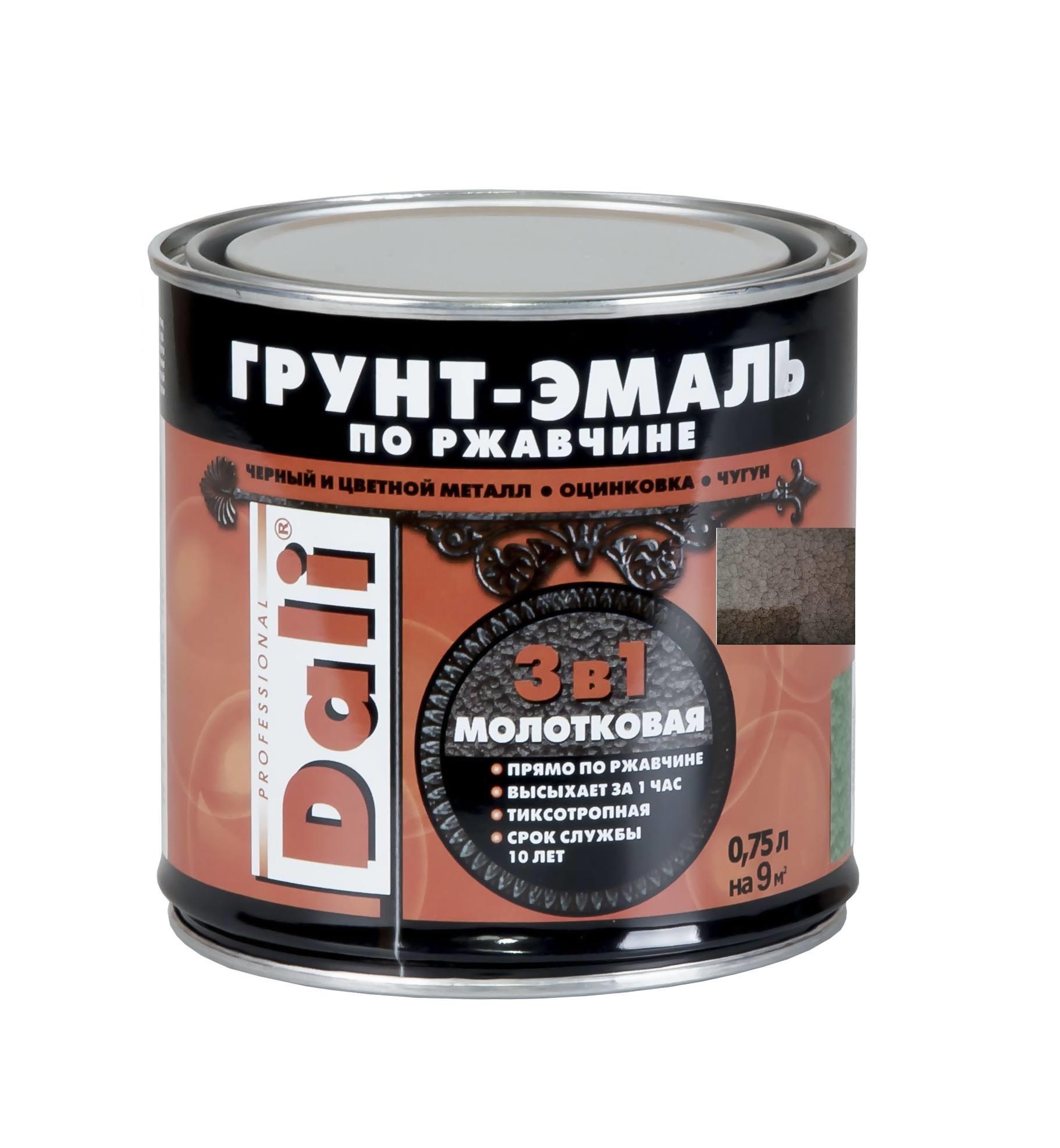 Грунт-эмаль молотковая коричневая 0,75л по ржавчине 3в1 DALI Грунт-эмаль молотковая коричневая 0,75л по ржавчине 3в1 DALI