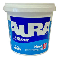 Акриловая интерьерная краска для сухих помещений, матовая, морозостойкая, AURA NORD,0,9л/1,3кг
