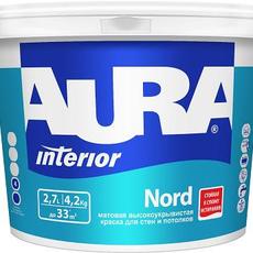 Акриловая интерьерная краска для сухих помещений, матовая, морозостойкая, AURA NORD,2,7л/4,2кг