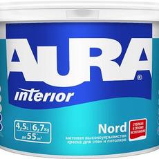 Акриловая интерьерная краска для сухих помещений, матовая, морозостойкая, AURA NORD, 4,5л/6,7кг