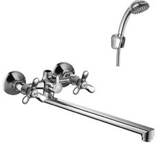 Смеситель д/ванны буксовый Q02-80 с плоским изливом 350 мм, хром