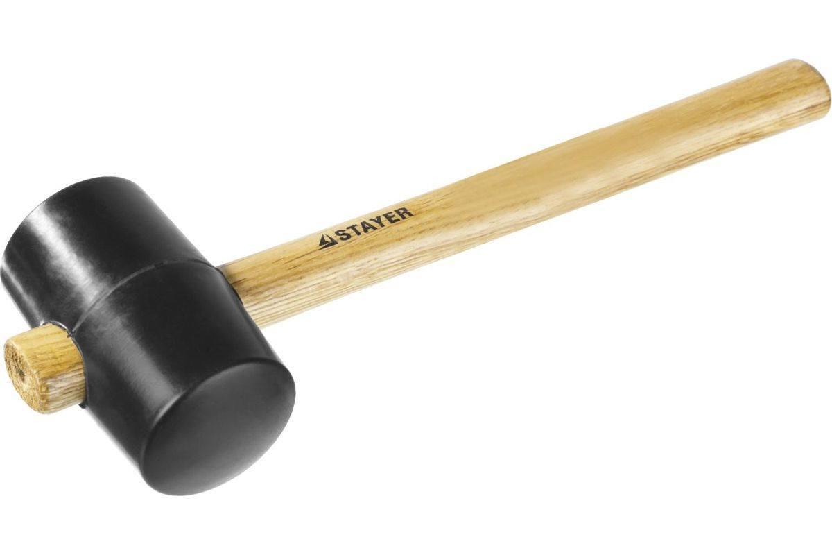 Черная резиновая киянка с деревянной ручкой, STAYER, 0,45кг