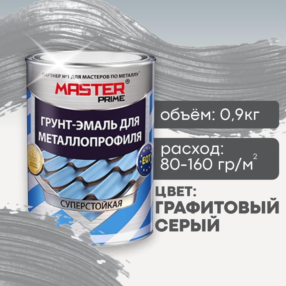 Грунт-эмаль для металлопрофиля, графитовый серый(RAL7024) 0,9кг MASTER PRIME (1/14) Грунт-эмаль для металлопрофиля, графитовый серый(RAL7024) 0,9кг MASTER PRIME (1/14)