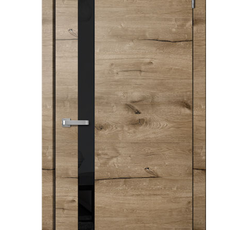 Дверь FUSION FN01 ПВХ дуб пацифик 60 черное стекло