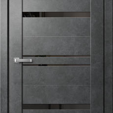 Дверь BARN B1 бетон темный 80 черное стекло