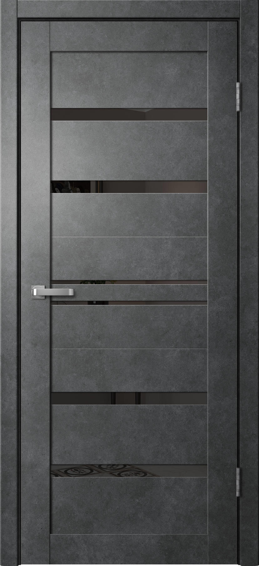 Дверь BARN B1 бетон темный 80 черное стекло