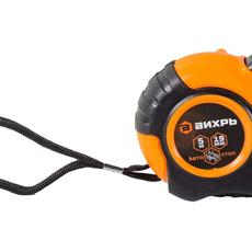 Рулетка с обрезиненным пластиковым корпусом, автостоп, Вихрь, 9м*19мм