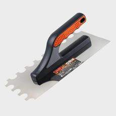 Гладилка зубчатая (полукруглый зуб) нержавеющая с деревянной ручкой, DECOR