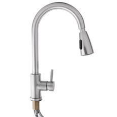 Смеситель д/кухни рыч/выдвижной SS01-E132 Нерж хром (б/подводки)