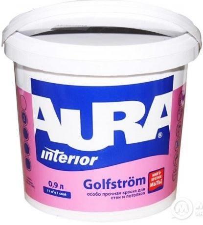 Акриловая краска для кухонь и ванных комнат, матовая, морозостойкая, АУРА GOLFSTROM, 0,9л/1,3кг 