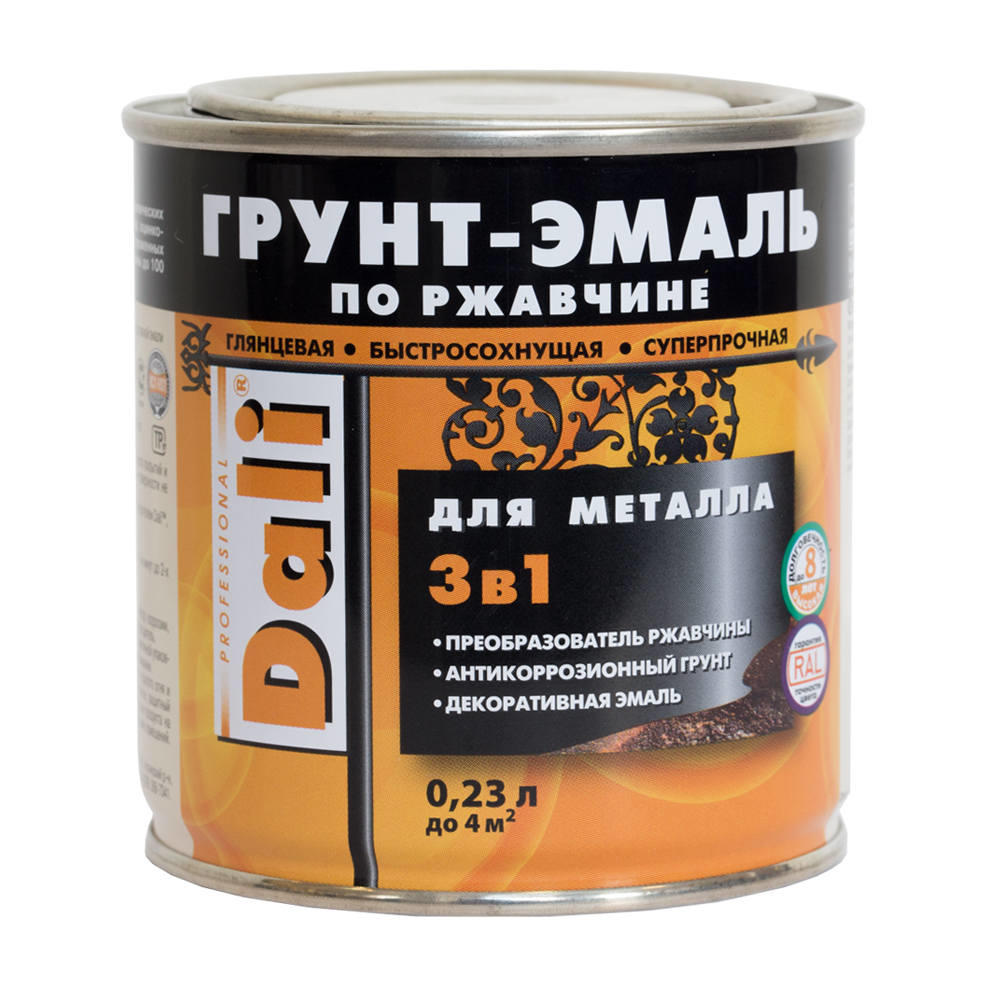Грунт-эмаль белый 0,75л по ржавчине 3в1 DALI Грунт-эмаль белый 0,75л по ржавчине 3в1 DALI