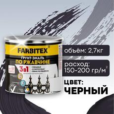 Грунт-эмаль черный  2,7кг по ржавчине 3в1  ФАРБИТЕКС (1/6)