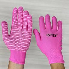 Перчатки розовые с микроточкой ПВХ, 1/12/1200