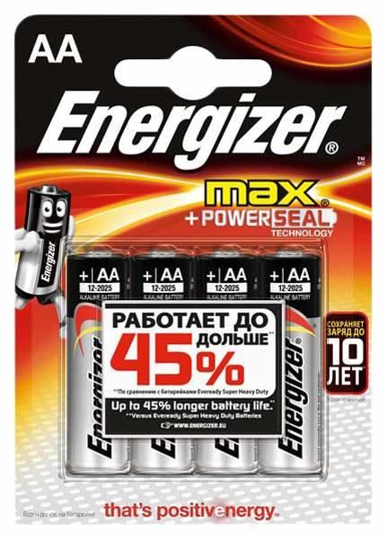 Элемент питания AА ENERGIZER Max AA E 91 BP4 1/4 шт Элемент питания AА ENERGIZER Max AA E 91 BP4 1/4 шт