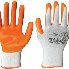 Перчатки полиэстр с оранж.обливкой из нитрила, L, белые МастерКолор 1/12