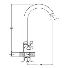 Смеситель д/кухни буксовый ВЕНЕРА латунь хром