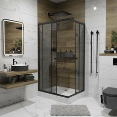 Душевое ограждение NG82-NG80 1200х800х1950 без поддона с черными профилями 