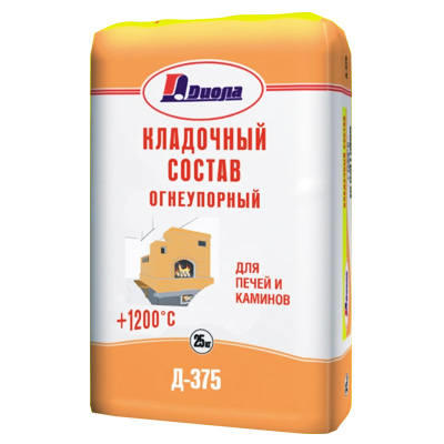 Штукатурно-кладочный состав для печей и каминов Диола-375 10кг Штукатурно-кладочный состав для печей и каминов Диола-375 10кг