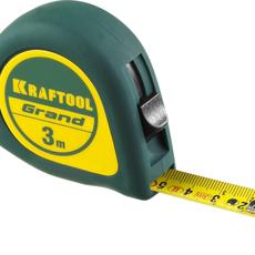 Рулетка с обрезиненным пластиковым корпусом, KRAFTOOL, Китай, 3м*16мм