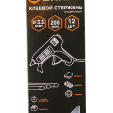 Стержни клеевые 11х200мм, (уп/12шт) прозрачные Вихрь