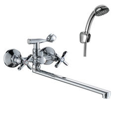 Смеситель д/ванны буксовый RS42-80 с плоским изливом 350 мм, хром