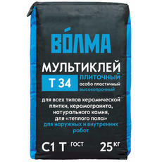 Клей  для  плитки и керамогранита ВОЛМА Мультиклей Т34, 25кг 